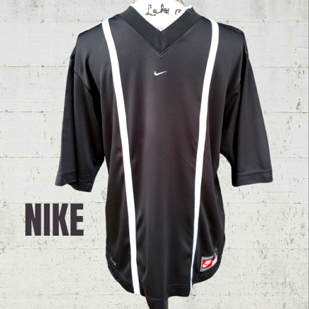 NIKE Black & White Stripe Athletic Shirt